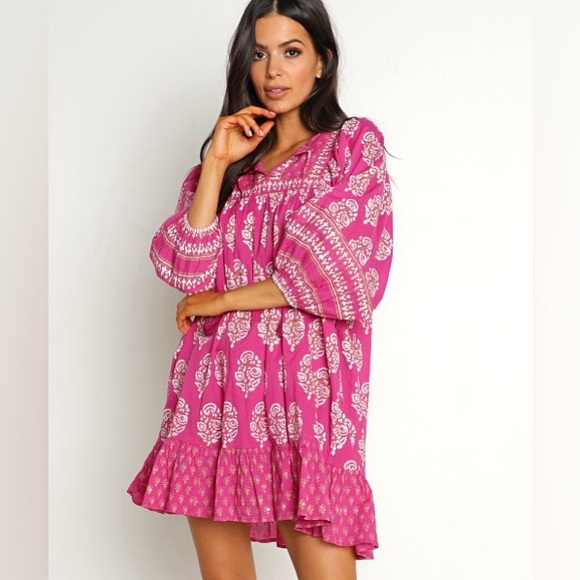 Cleobella Dresses & Skirts - NWT Cleobella Magdalena Mini Dress / Pink Block Print / Size Small